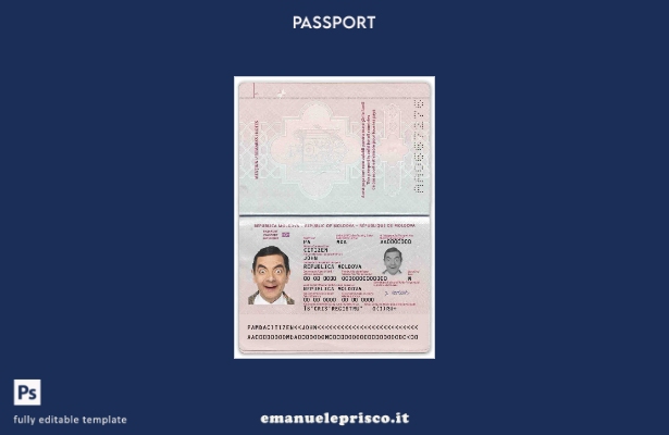 modello di passaporto Moldova ( presente) in stile verificato